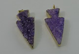 NGP4155 20*45mm - 22*48mm arrowhead druzy quartz pendants