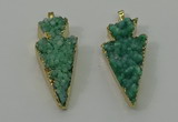 NGP4158 20*45mm - 22*48mm arrowhead druzy quartz pendants