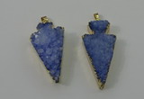 NGP4159 20*45mm - 22*48mm arrowhead druzy quartz pendants