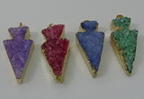 NGP4160 20*45mm - 22*48mm arrowhead druzy quartz pendants