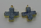 NGP4168 30*32mm cross druzy quartz pendants wholesale