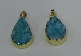 NGP4196 18*25mm - 18*28mm flat teardrop druzy quartz pendants