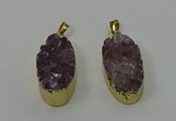 NGP4242 18*35mm oval druzy amethyst pendants wholesale