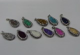 NGP4282 14*23mm flat teardrop plated quartz pendants wholesale