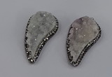 NGP4313 20*40mm - 25*50mm wing-shaped druzy quartz pendants