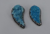 NGP4317 20*40mm - 25*50mm wing-shaped druzy quartz pendants