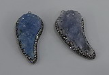 NGP4319 20*40mm - 25*50mm wing-shaped druzy quartz pendants