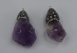 NGP4327 18*35mm - 20*40mm nuggets druzy amethyst pendants