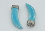 NGP4525 15*55mm - 15*60mm horn blue turquoise pendants wholesale