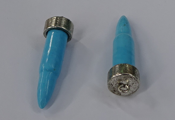 NGP4540 15*52mm bullet-shaped white howlite turquoise pendants