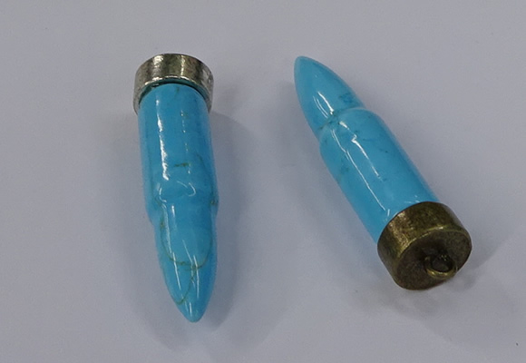 NGP4550 15*56mm bullet-shaped white howlite turquoise pendants