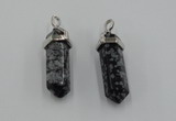 NGP5021 8*30mm sticks snowflake obsidian pendants wholesale