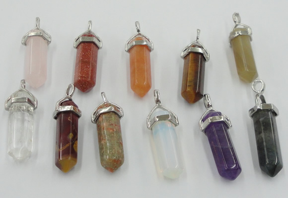 NGP5022 8*30mm sticks mixed gemstone pendants wholesale