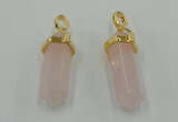 NGP5027 8*30mm sticks rose quartz gemstone pendants wholesale