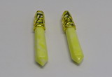 NGP5444 10*65mm sticks lemon jade gemstone pendants wholesale