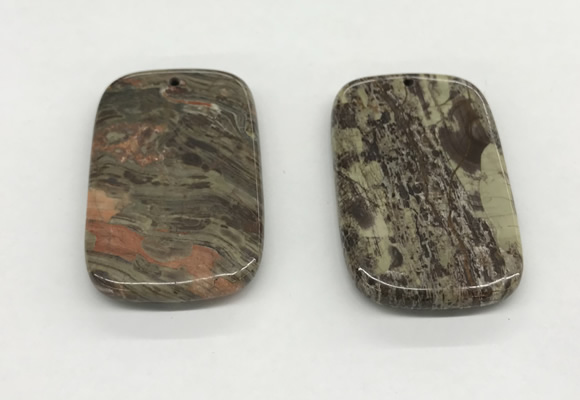 NGP5503 35*55mm rectangle rainforest agate pendants wholesale