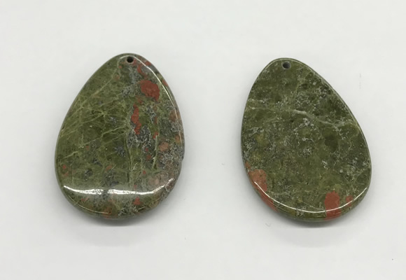 NGP5533 35*55mm flat teardrop unakite gemstone pendants