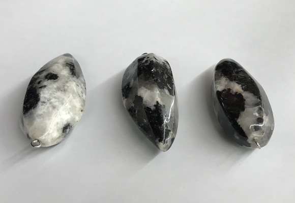 NGP5576 18*40mm - 23*58mm teardrop black & white agate pendants