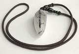 NGP5582 Black rutilated quartz teardrop pendant with nylon cord necklace