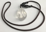 NGP5586 White crystal nugget pendant with nylon cord necklace