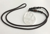 NGP5590 White crystal freeform pendant with nylon cord necklace