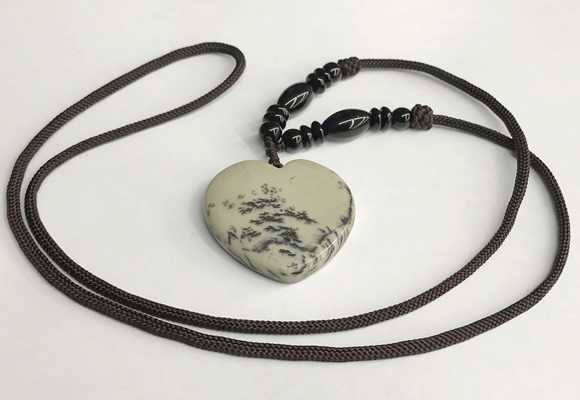 NGP5630 Jasper heart pendant with nylon cord necklace