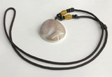 NGP5638 Shell flat teardrop pendant with nylon cord necklace