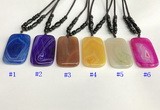 NGP5647 Agate rectangle pendant with nylon cord necklace