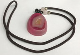 NGP5653 Agate flat teardrop pendant with nylon cord necklace