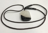 NGP5664 Agate rectangle pendant with nylon cord necklace