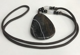 NGP5675 Agate flat teardrop pendant with nylon cord necklace