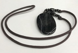 NGP5677 Agate oval pendant with nylon cord necklace