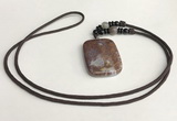 NGP5696 Agate rectangle pendant with nylon cord necklace