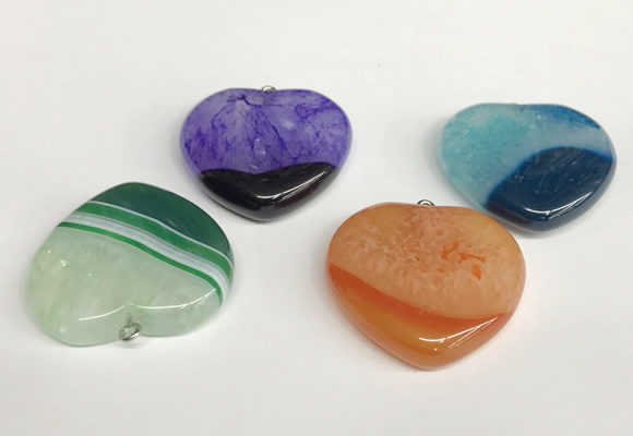 NGP5733 34*35mm heart agate gemstone pendants wholesale