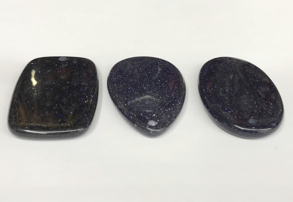 NGP5858 35*55mm freeform blue goldstone pendants wholesale