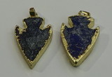 NGP6003 22*30mm - 25*35mm arrowhead lapis lazuli gemstone pendants