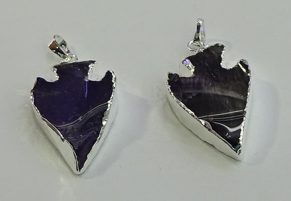 NGP6006 22*30mm - 25*35mm arrowhead amethyst pendants