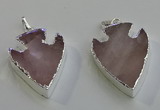 NGP6008 22*30mm - 25*35mm arrowhead rose quartz pendants