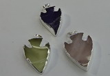 NGP6009 22*30mm - 25*35mm arrowhead mixed gemstone pendants