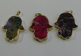 NGP6034 22*40mm - 25*45mm hamsahand sea sediment jasper pendants