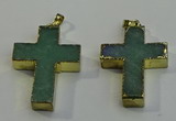 NGP6037 30*40mm - 35*45mm cross green aventurine pendants