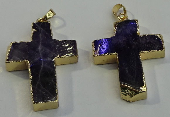 NGP6038 30*40mm - 35*45mm cross amethyst pendants