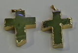 NGP6040 30*40mm - 35*45mm cross green rutilated quartz pendants