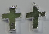 NGP6046 30*40mm - 35*45mm cross green rutilated quartz pendants