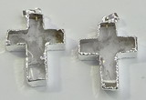 NGP6048 30*40mm - 35*45mm cross white crystal pendants