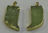 NGP6052 15*40mm - 18*45mm horn green rutilated quartz pendants