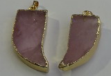 NGP6053 15*40mm - 18*45mm horn rose quartz pendants