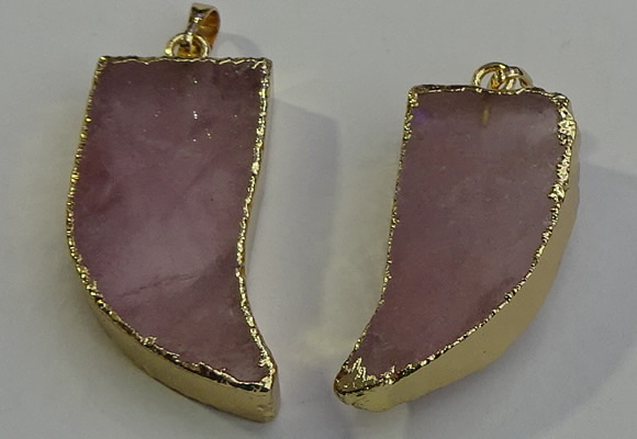 NGP6053 15*40mm - 18*45mm horn rose quartz pendants