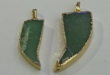 NGP6057 15*40mm - 18*45mm horn green aventurine pendants