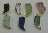 NGP6060 15*40mm - 18*45mm horn mixed gemstone pendants